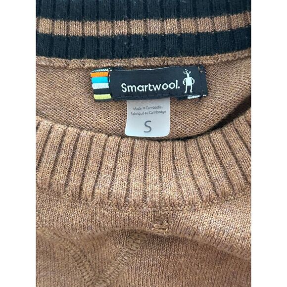 SmartWool Merino Men’s Sparwood Stripe Crew Sweater Black Brown Size Small - Picture 3 of 3